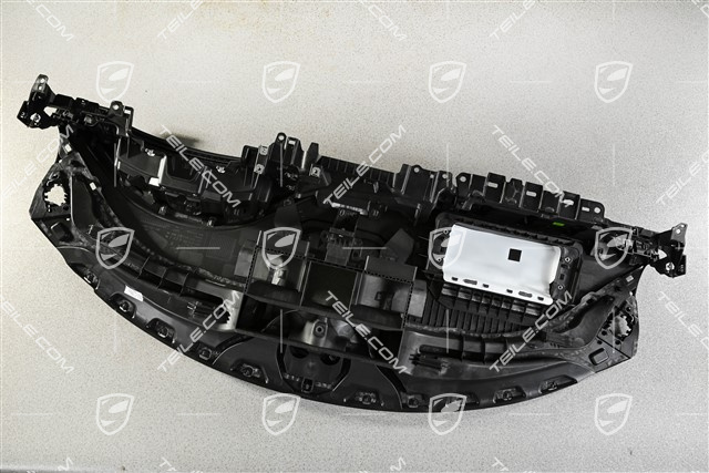 Dashboard trim, upper part, leather, black with silver stitching, Weissach Package