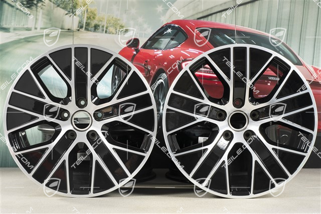 20" Felgensatz Turbo Aero, 9J x 20 ET54 + 11J x 20 ET60, schwarz hochglanz mit glanzgedrehter Stirnfläche