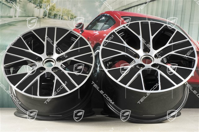 20" Felgensatz Turbo Aero, 9J x 20 ET54 + 11J x 20 ET60, schwarz hochglanz mit glanzgedrehter Stirnfläche