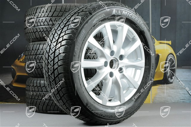 18" Komplet kół zimowych Cayenne, felgi 8J x 18 ET53 + opony Michelin 255/55 R18 109V XL M+S,  DOT/rok prod. 2011, bez czujników ciśnienia RDK