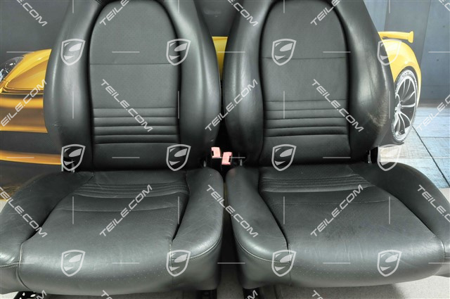 Seats, manual adjustable, heating, leather, Black, set (L+R)