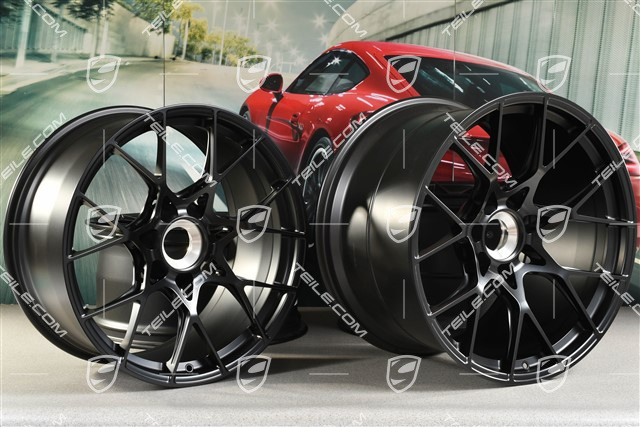 20"+21" GT3RS Felgen Satz, 10J x 20 ET45 + 13J x 21 ET31, schwarz seidenmatt