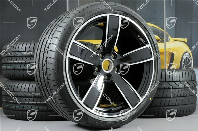 20" Sommerräder Satz Carrera Sport, Felgen 8,5J x 20 ET49 + 11,5J x 20 ET56 + NEUE Sommerreifen 245/35 R20 + 305/30 R20, schwarz hochglanz