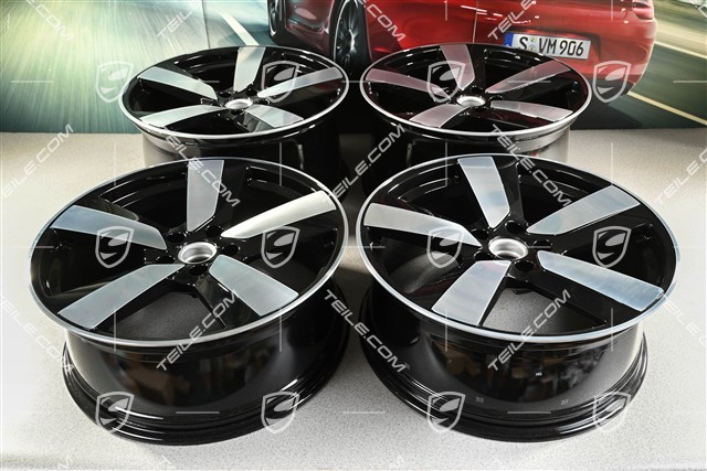 22" Macan Sport, komplet felg, 9J x 22 ET29 + 11J x 22 ET47, czarne z wysokim połyskiem