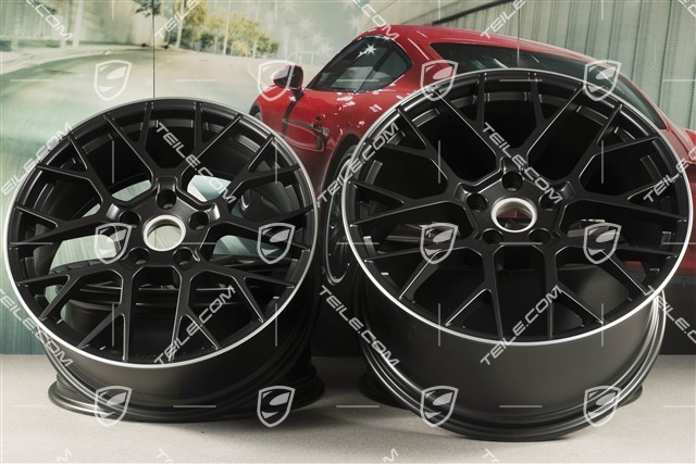 20+21-inch wheel rim set RS Spyder, rims: front 8,5J x 20 ET50 + rear 11,J x 21 ET67, black satin matt