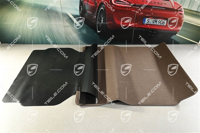 Kofferraumwendematte mit Nubukeinfassung, Teppich / Velours Sattelbraun