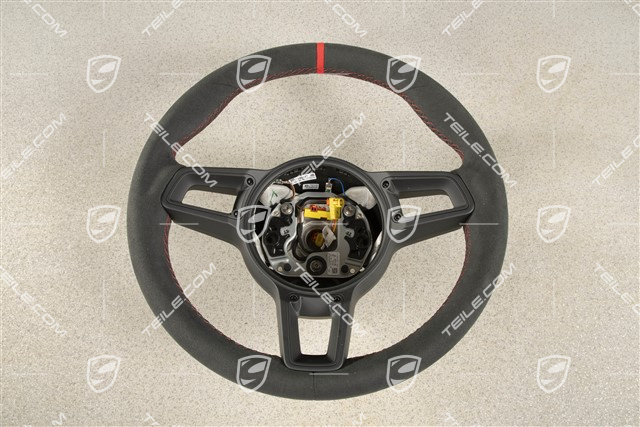 Sportlenkrad GT, Alcantara, Schwarz/Indischrot, 12-Uhr Markierung Rot