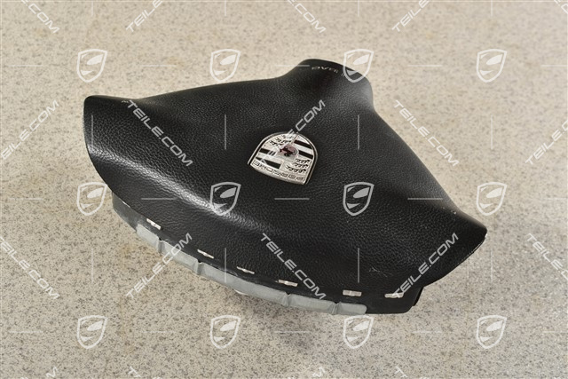 Airbag, 3-spoke, plastic, black, crest black/silver