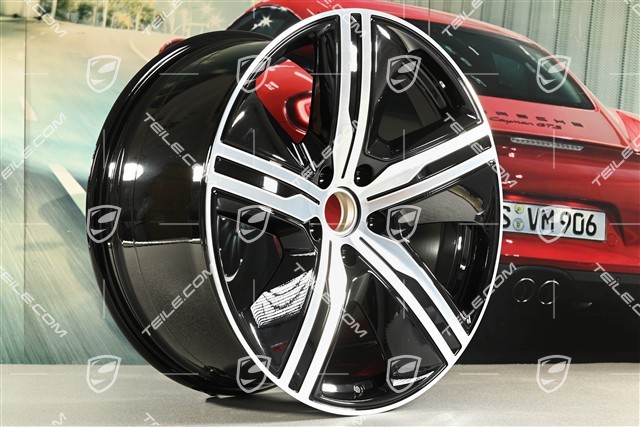 22-inch Macan Exclusive Design wheel rim set, 9J x 22 ET29 + 11J x 22 ET47, black high gloss
