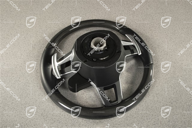 Kierownica multifunkcyjna, trójramienna, podgrzewana, Skóra / Carbon, czarna / Sport Chrono Paket Plus