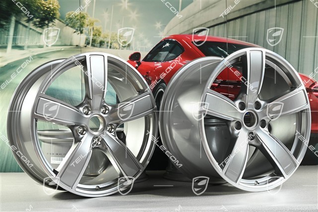 20-inch wheel rim set Carrera Sport, 8,5J x 20 ET57 + 10,5J x 20 ET47, Platinum silver metallic