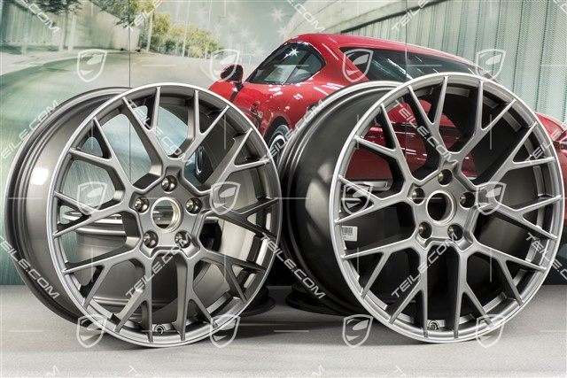 20+21-inch wheel rim set RS Spyder, rims: front 8,5J x 20 ET53 + rear 11,J x 21 ET67, platinum satin matt