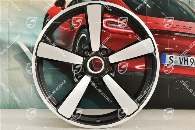 20+21-inch wheel rim set Carrera Exclusive, rims: front 9,5J x 20 ET44 + hinten 12J x 21 ET70 in black satin-mat
