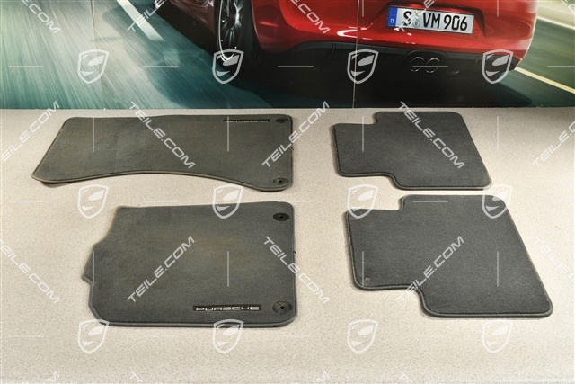 Fussmatte, Velours, Satz 4-Teilig, Schwarz