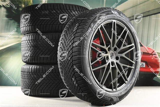 21" koła zimowe RS Spyder Design, komplet, felgi 9,5J x 21 ET46 + 11,0J x 21 ET58 + opony zimowe Pirelli 285/45 R21 + 305/40 R21, z czujnikami ciśnienia, turbonite
