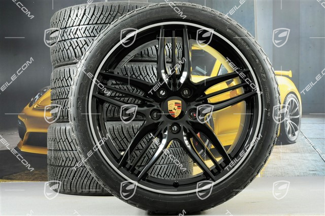 20" Komplet kół zimowych Sport Design, felgi 8,5J x 20 ET51 + 11J x 20 ET52 + opony zimowe Michelin 245/35 ZR20 + 295/30 ZR20, z czujnikami ciśnienia, czarny wysoki połysk