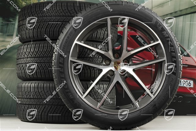 20-inch "Macan S" winter wheels set, rims 9J x 20 ET26 + 10J x 20 ET19 + NEW Michelin winter tyres 265/45 R 20 + 295/40 R 20, titanium dark/burnished, with TPMS