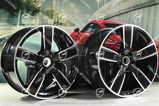 22-inch Cayenne Coupé wheel rim set Sport Classic, wheel rims 10J x 22 ET48 + 11,5J x 22 ET52, black high gloss