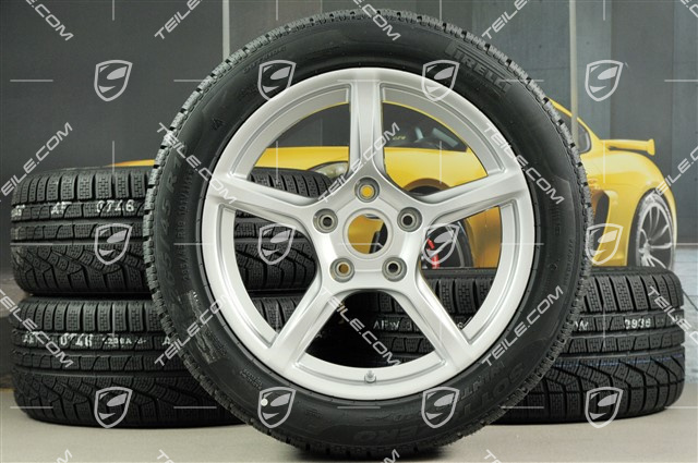 18" Boxster Winterräder Satz, Felgen 8J x 18 ET57 + 9,5J x 18 ET49, Pirelli Sottozero II Winterreifen 235/45 R18 + 265/45 R18