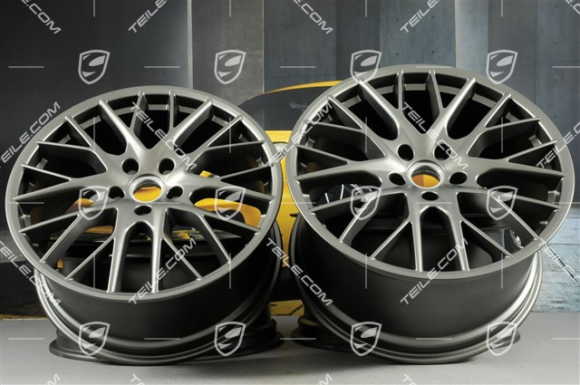 21" Felgensatz Panamera Sport Design, 9,5J x 21 ET71 + 11,5J x 21 ET69, in Platinum Seidenmatt