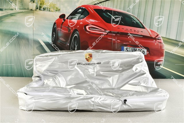 GT3 Facelift, Abdeckhülle,Schutzhülle für Draußen, farbig Porsche Wappen und Schwarzes Schriftzug