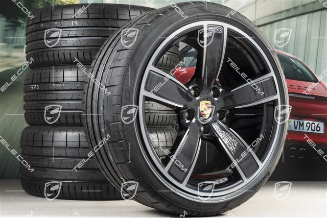 20" Carrera Sport koła letnie komplet, felgi 8,5J x 20 ET57 + 10,5J x 20 ET47 + opony letnie 235/35 ZR20 + 265/35 ZR20, z czujnikami ciśnienia, czarny wysoki połysk