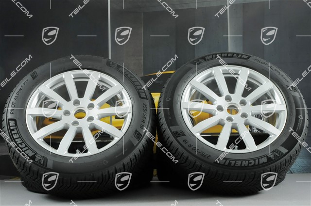 19" koła zimowe Cayenne S, komplet, felgi 8,5J x 19 ET47 + 9,5J x 19 ET54 + NOWE opony zimowe Michelin 255/55 R19 + 275/50 R19, z czujnikami ciśnienia