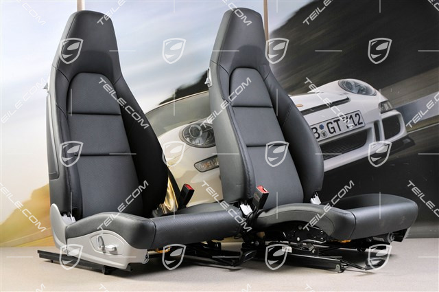 Seats, black leather, set (L+R)
