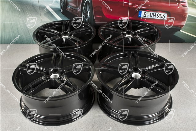 19" Komplet felg Macan Turbo, 8J x 19 ET21 + 9J x 19 ET21, czarny wysoki połysk
