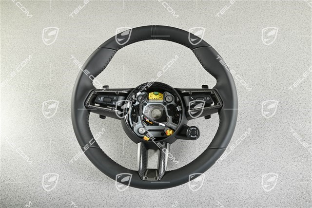 Multifunction steering wheel, sports chrono, heated, black leather/carbon