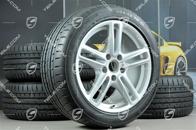19" Koła letnie komplet Panamera Turbo, przednie felgi 9J x 19 ET60 + tylne 10J x 19 ET61 + opony 255/45 ZR19 + 285/40 ZR19, z czujnikami ciśnienia