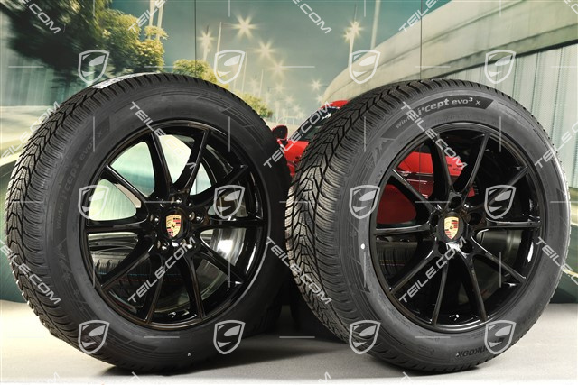 20-inch Cayenne COUPE Design winter wheel set, rims 9J x 20 ET50 + 10,5J x 20 ET55 + Hankook winter tyres 255/55 R20 + 295/45 R20, with TPMS, black high gloss