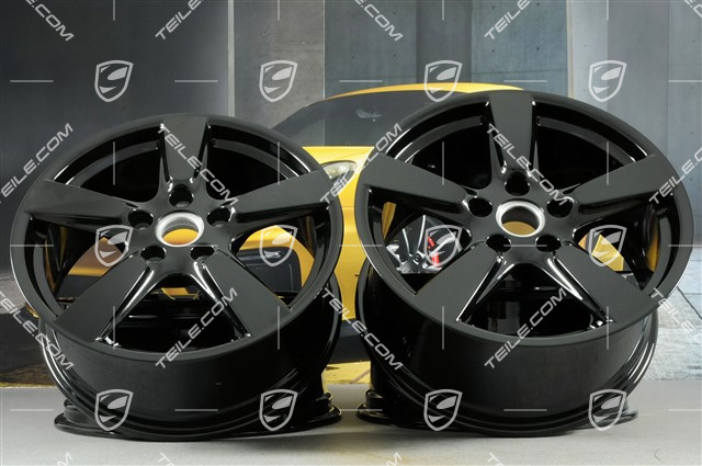 19" Cayman S Felgensatz, 8J x 19 x ET 57 + 9,5J x 19 x ET 45, schwarz hochglanz