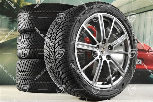 20" Panamera Turbo Koła zimowe, komplet, felgi 9,5J x 20 ET71 + 10,5J x 20 ET71 + opony zimowe Bridgestone 275/40 R20 + 315/35 R20, Adamantium