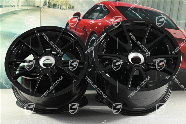 19-inch GT3 II RS 4.0 / GT2 RS wheel set, black, front 9J x 19 ET47+ rear 12J x 19 ET48