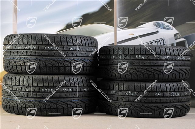 18" Boxster winter wheel set, 8J x 18 ET57 + 9J x 18 ET47 + NEW winter tyres Pirelli Sottozero II 235/45 R18 + 265/45 R18, without TPMS.