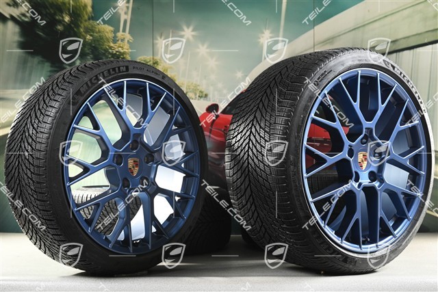 20"+21" RS Spyder Design winter wheel set, wheel rims 8,5J x 20 ET50 + 11J x 21 ET82 + Michelin winter tyres 245/35 R20 + 305/30 R21, with TPMS, Indigo Blue