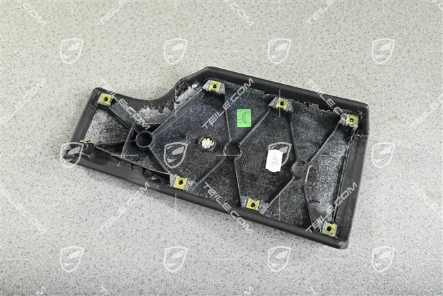 Armrest / tunnel, trim cover, Black leather with embossed Cayman S logo