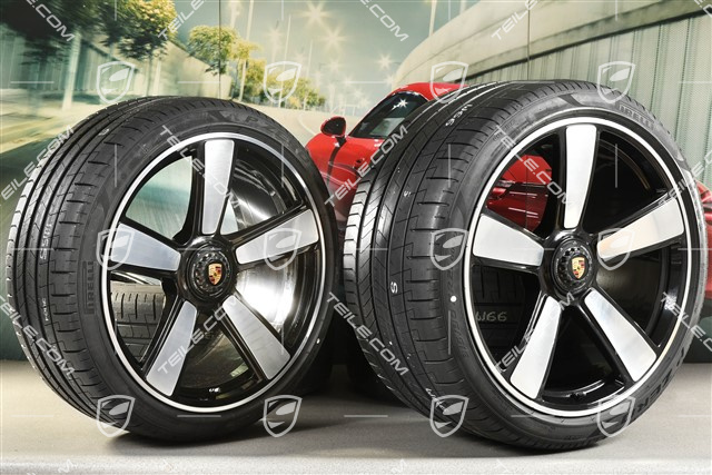 20"+21" koła letnie, komplet Sport Classic, felgi 9,5J x 20 ET44 + 12J x 21 ET70 + opony letnie Pirelli 255/35 R20 + 315/30 R21, czarny wysoki połysk