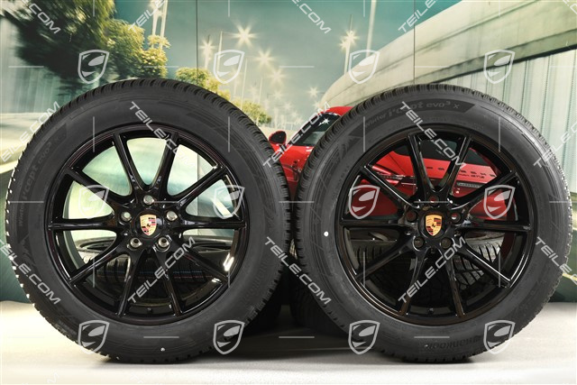 20-inch Cayenne COUPE Design winter wheel set, rims 9J x 20 ET50 + 10,5J x 20 ET55 + Hankook winter tyres 255/55 R20 + 295/45 R20, with TPMS, black high gloss