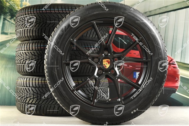 20-inch Cayenne S winter wheel set, rims 9J x 20 ET50 + 10,5J x 20 ET55 + Hankook Winter i*eveo 3X, winter tyres 255/55 R20 + 295/45 R20, with TPMS, black satin matt