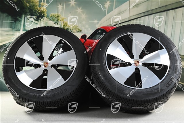 20" koła zimowe Cayenne Aero, komplet, felgi 9J x 20 ET14 + 11J x 20 ET37 + NOWE opony zimowe Goodyear UltraGrip Performance 3 SUV 255/55 R20 + 305/45 R20