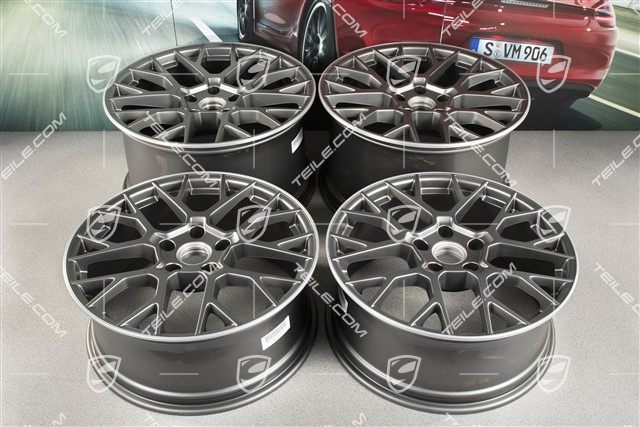 20+21-inch wheel rim set RS Spyder, rims: front 8,5J x 20 ET50 + rear 11,J x 21 ET67, platinum satin matt