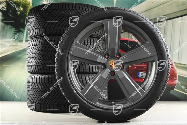 22-inch winter wheel set Cayenne Exclusive Design Sport, wheel rims 10J x 22 ET48 +11,5J x 22 ET61 + Pirelli winter tyres 285/40 R22 + 315/35 R22, Vesuvio Grey