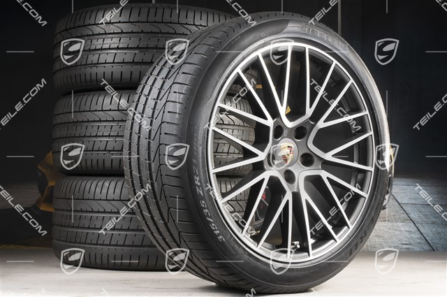 21" Cayenne RS Spyder Sommerräder Satz, Felgen 9,5J x 21 ET46 + 11,0J x 21 ET58 + NEUE Pirelli P Zero Sommerreifen 285/40 R21 + 315/35 R21, mit RDK-Sensoren