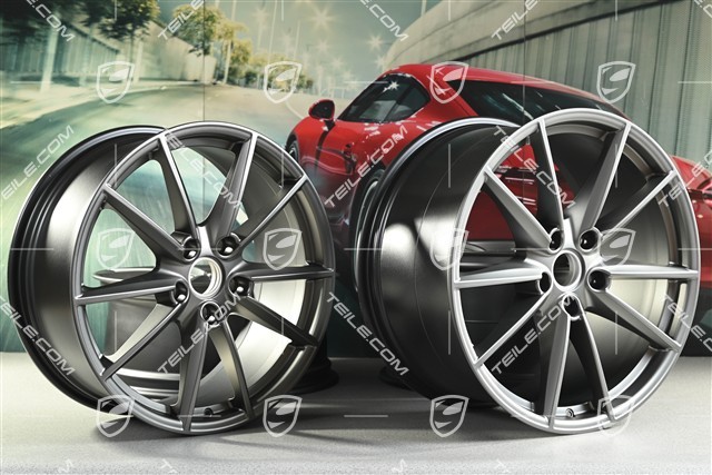 20"+21" wheel rim set Carrera S, 8,5J x 20 ET53 + 11J x 21 ET66, platinum satin matt