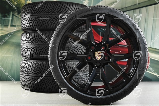 21-inch Panamera SportDesign Winter wheel set, wheel rims 9,5J x 21 ET71 + 10,5J x 21 ET71 + NEW Michelin Pilot Alpin 5 winter tyres 275/35 R21 + 315/30 R21, black high gloss