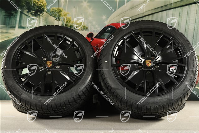 20-inch Turbo S Aero Design winter wheel set, rims 9J x 20 ET54 + 11J x 20 ET60 + Pirelli winter tyres 245/45 R20 + 285/40 R20, black satin matt