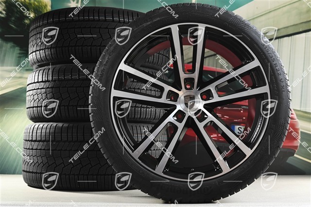 22" Koła zimowe, komplet, Sport Design, felgi 10J x 22 ET48 +11,5J x 22 ET61 + opony zimowe Continental 285/40 R22 + 315/35 R22, czarny wysoki połysk