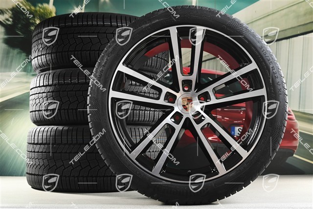 22" Koła zimowe, komplet, Sport Design, felgi 10J x 22 ET48 +11,5J x 22 ET61 + opony zimowe Continental 285/40 R22 + 315/35 R22, czarny wysoki połysk